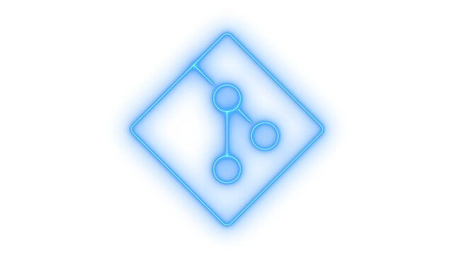 Glowing neon git branch or fork icon isolated on transparent background. Version control. Software development. Repository. Coding tool. Developer symbol.