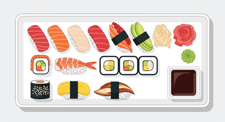 A plate of assorted sushi © Ligan