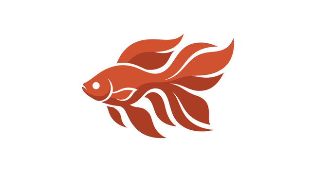 Red Betta Fish Side View Illustration.