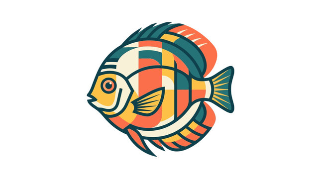 Colorful Fish Side View Illustration.