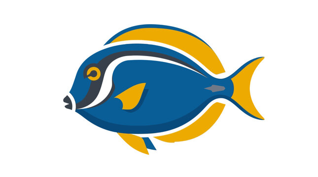 Blue and Yellow Tropical Fish Side.