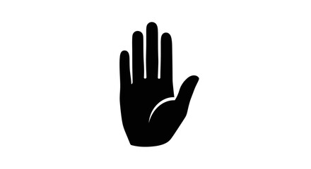 Obraz premium Black Hand Stop Gesture Icon.