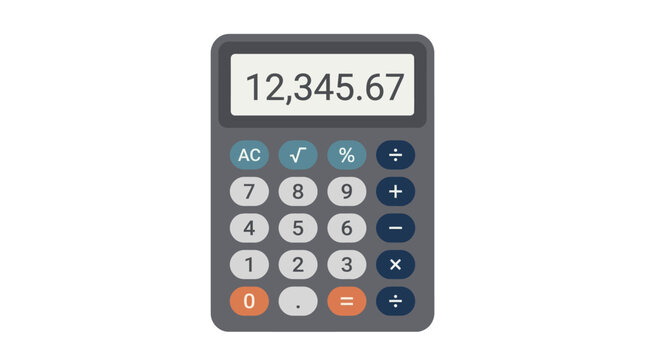 Calculator device with numbers and functions.