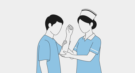 Fototapeta premium Nurse examining patient's arm, medical check-up, healthcare concept