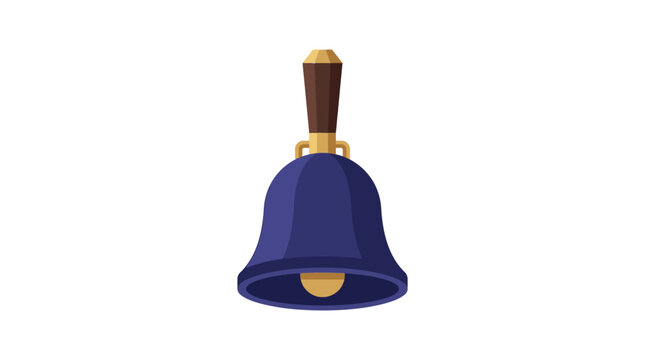 Blue Metal Bell with Wood Handle.