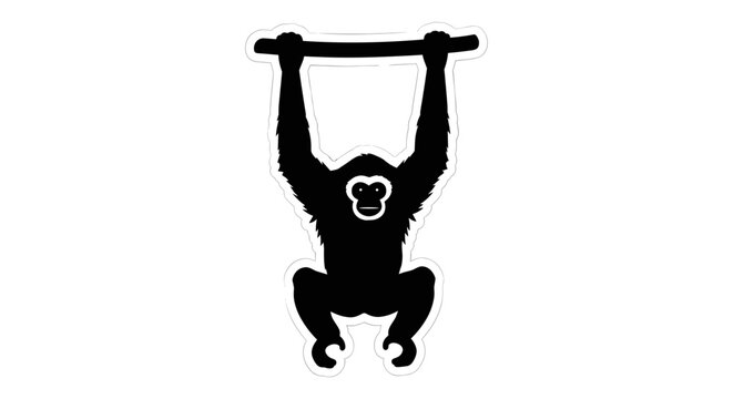 Monkey Hanging From Bar Silhouette.