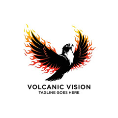 Fototapeta premium Energetic volcanic-themed brand identity ideal for startups, energy companies, or motivational brands representing rebirth, passion, and intense power.