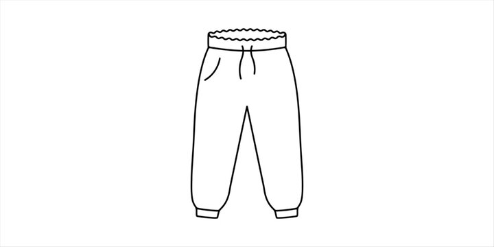 Line drawing of sweatpants with drawstring