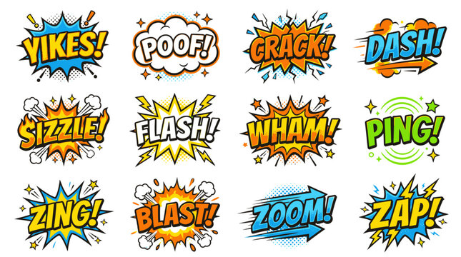 Comic Book Action Words and Motion Sound Effects