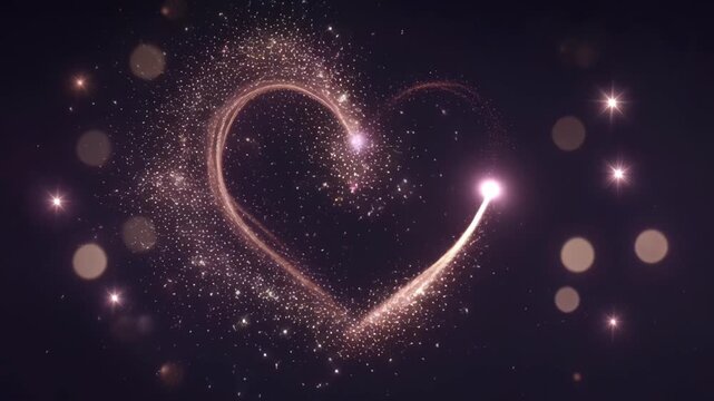 Heart shape sparkled abstract glow nubes absorb romance dark background with heart light shape absorb nubes glow dark background sparkling particle soft bokeh romantic abstract love symbol heart