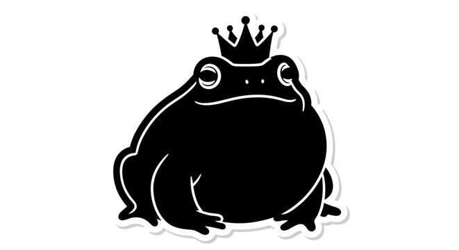 Black Frog Wearing Crown Silhouette 2.
