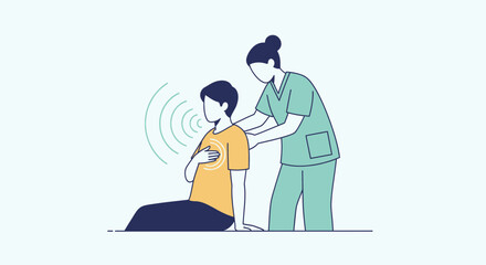 Fototapeta premium Nurse performing chest physiotherapy on a patient with breathing difficulties