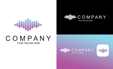 Fototapeta premium Gradient audio sound wave icon for logo templates, branding, and corporate identity design. Ideal for musicrelated businesses.