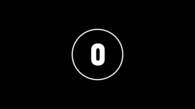  Ten second countdown animation from 10 seconds to 0 seconds on a transparent background, 10 second countdown timer with alpha channel,