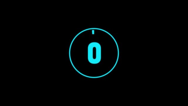  Five second countdown animation from 5 seconds to 0 seconds on a transparent background, 5 second countdown timer with alpha channel,