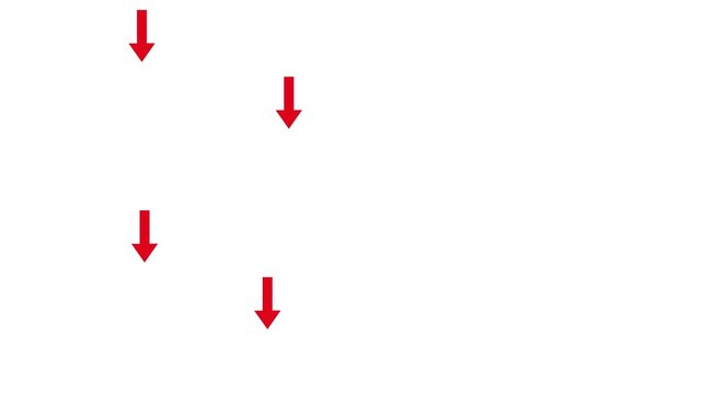 upward to down flying arrow animation 4k motion graphics video. red arrow pointing up with green screen, arrow animation vidoes. arrow overlay video. down Directional Arrow Loop Animation.