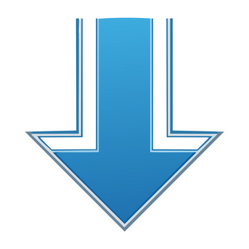 Blue 3D downward arrow icon