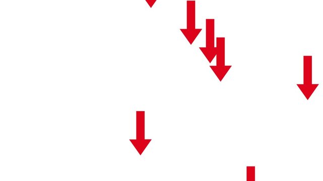 upward to down flying arrow animation 4k motion graphics video. red arrow pointing up with green screen, arrow animation vidoes. arrow overlay video. down Directional Arrow Loop Animation.