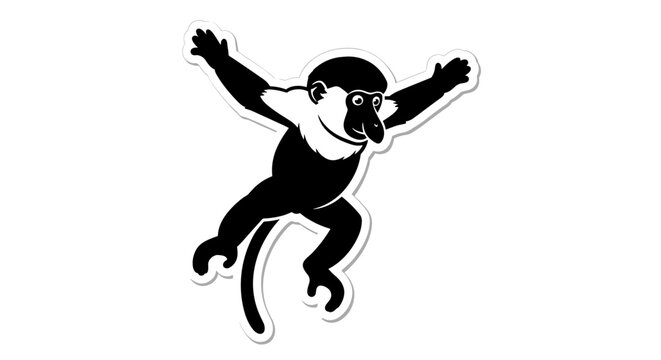 Monkey jumping in the air.