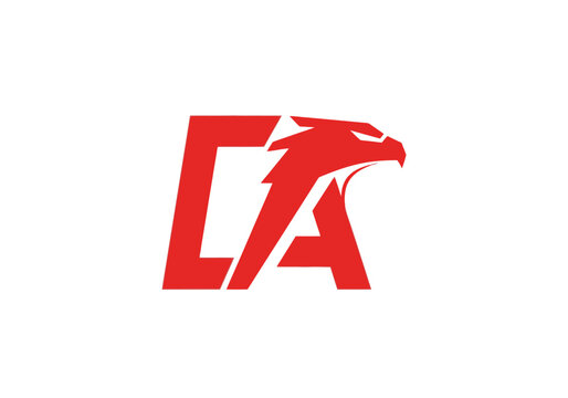 Dynamic red eagle head logo with letter A monogram.