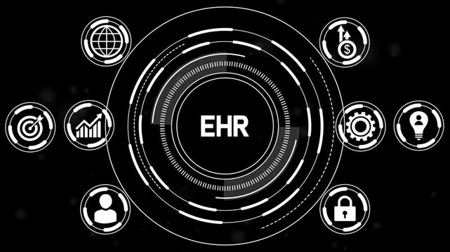EHR, EMR, Electronic health record. Medical and technology concept.4k Motion video.