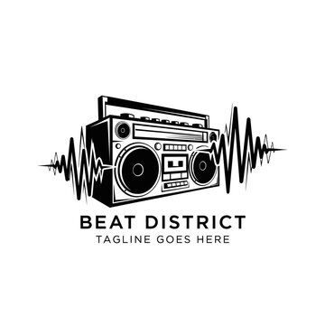 Energetic and modern logo for music producers, radio stations, recording studios, and urban lifestyle shops.