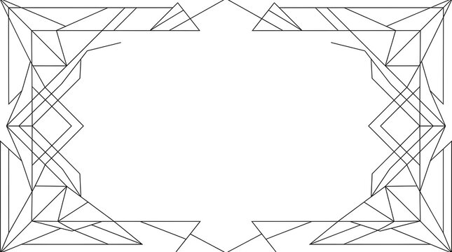Minimalist geometric vector frame featuring sharp abstract lines and corners on a solid white background, ideal for modern invitations, certificates, and presentation layouts.