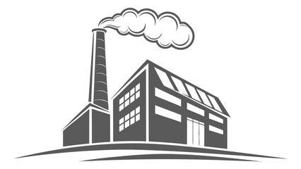 Obraz premium Vector illustration of a large industrial factory building with smoking chimney industrial industry