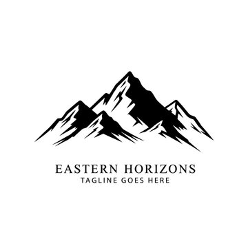 Sharp, illustrative mountain peaks representing endurance and exploration for sports and hiking brands.