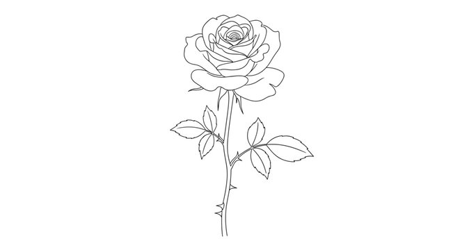 Single Rose Flower Illustration.