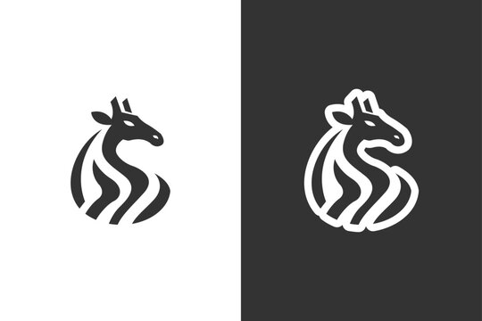 A stylized, abstract logo combining giraffe and zebra elements in a minimalist design