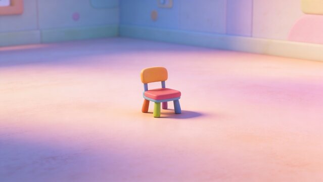 Generative AI portrays a colorful, playful children's chair in a vibrant setting