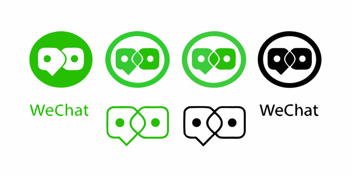 Wechat Logo Variants Displaying Speech Bubble Icons In Green And Black