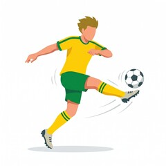 Obraz premium Yellow and Green Football Player Action Pose Vector Illustration