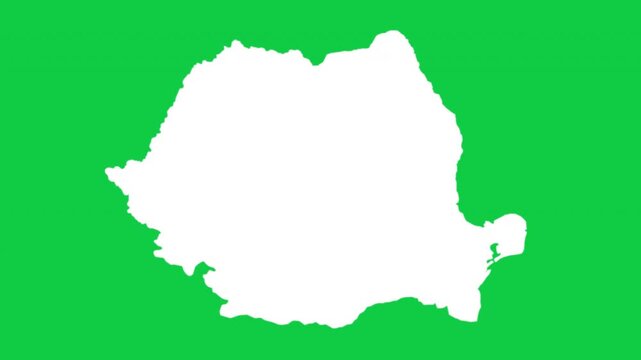 Romania map pop animation with green background