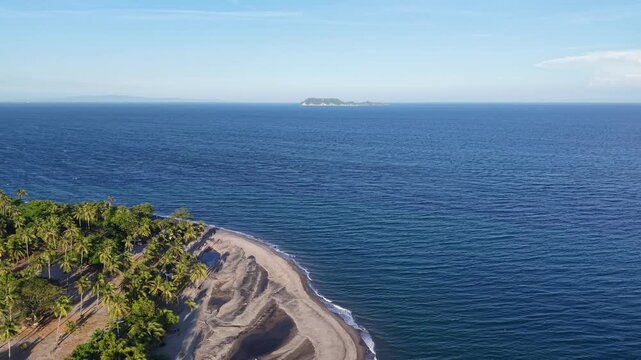 Aerial Drone, Flying Over Beach Toward Apo Island, Philippines, 4K