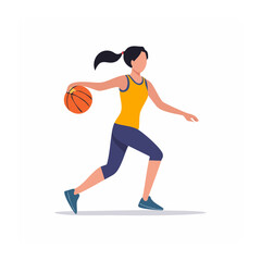 Naklejka premium Woman playing basketball in flat design style
