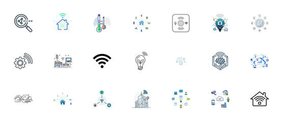 Obraz premium Smart Home and IoT Vector Icon Set for Home Automation