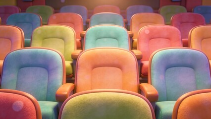 Fototapeta premium Generative AI colorful auditorium seats arranged in a vibrant pattern