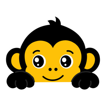 Cute Baby Monkey Peeking Border Graphic