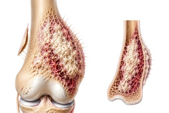 Osteosarcoma Bone Cancer Anatomy of Distal Femur with Cross Section Medical Illustration