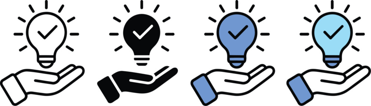 Solution icon set featuring multiple styles for problem solving, innovation, business strategy, support, and decision making concepts, vector