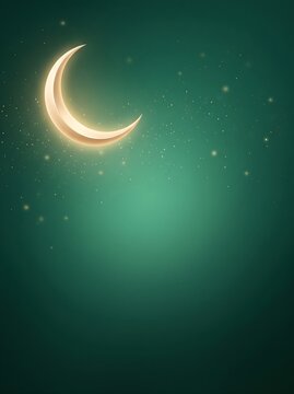 Elegant Islamic New Year Background with Golden Crescent Moon and Copy Space