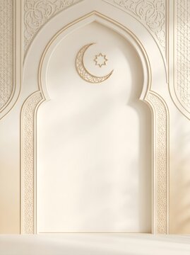 Elegant Crescent Moon Background for Islamic Holiday Greeting Poster