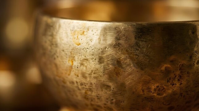 Golden Singing Bowl Texture Macro Background