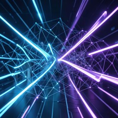 Obraz premium Abstract Blue Technology Background with Glowing Digital Lines and Energy Waves