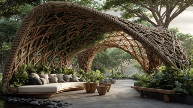 serene natural retreat with woven structure