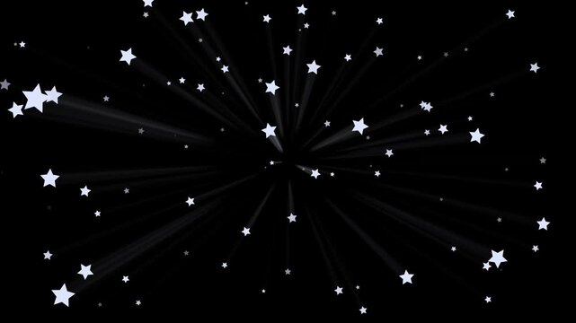 silver exploding shooting stars cannon bomb burst explosion reveal transition graphic element for celebrations revealing text or scene changes with black background layer 4K graphic overlay element