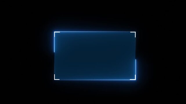 Futuristic neon HUD callout frame for digital interface. Sci fi HUD lower third with copy space for broadcast titles. Neon UI screen overlay for gaming and news use. News mocup frame, hud elements.