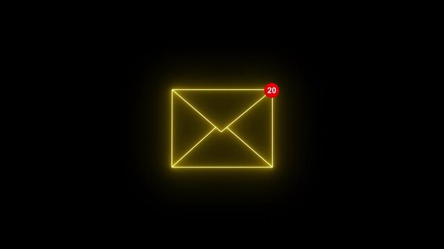 Mail inbox icon animation notification badge alert. Received message symbol for new email and inbox update. Email notification element for digital system interface. Received mail inbox check.